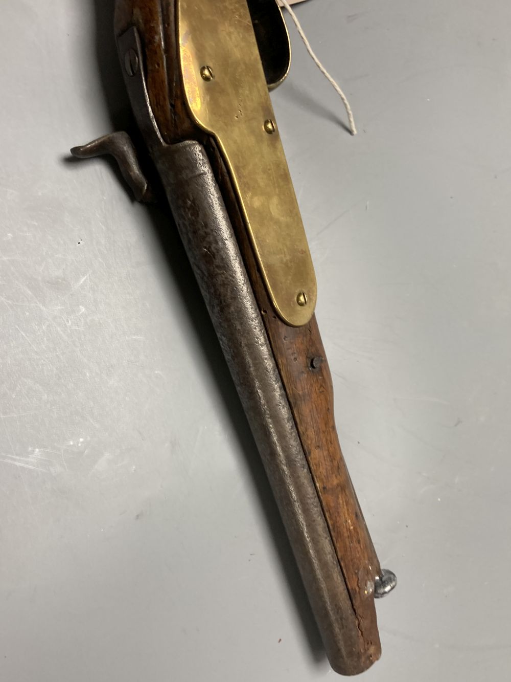 A 19th century percussion cap pistol (incomplete), length 39cm